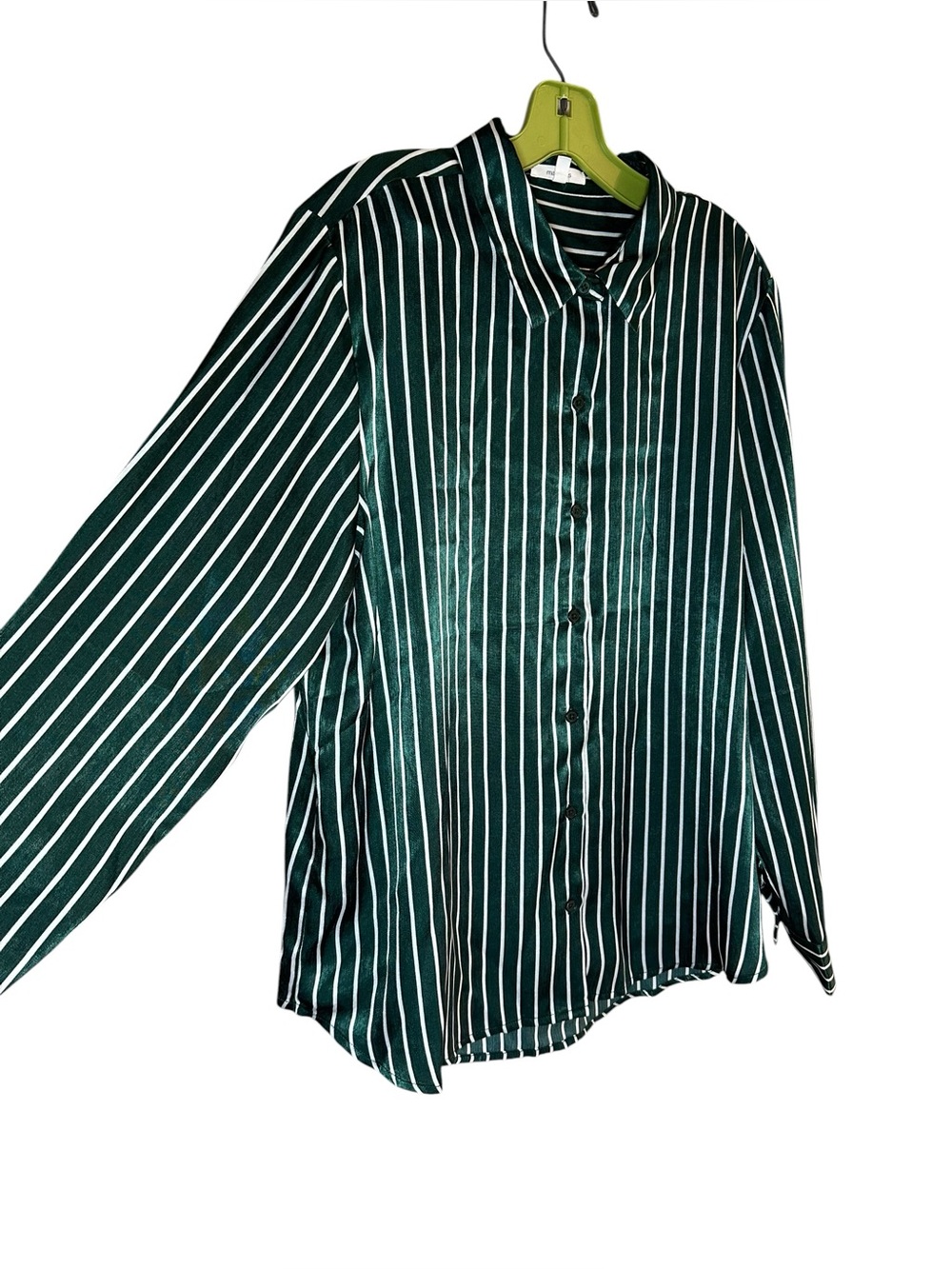 Maurice’s Winona Green Striped Satin Button Down Blouse Womens size XL - Picture 3 of 8